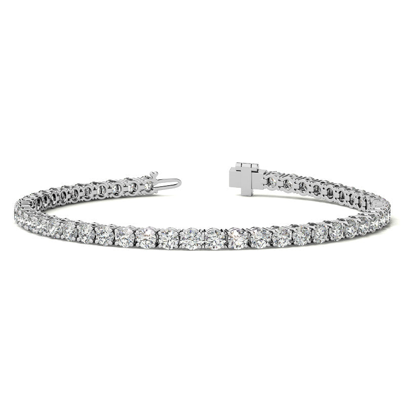 6ctw Created White Sapphire Tennis Bracelet - 3mm Stones - 14K Gold Overlay in White, Yellow or Rose Gold